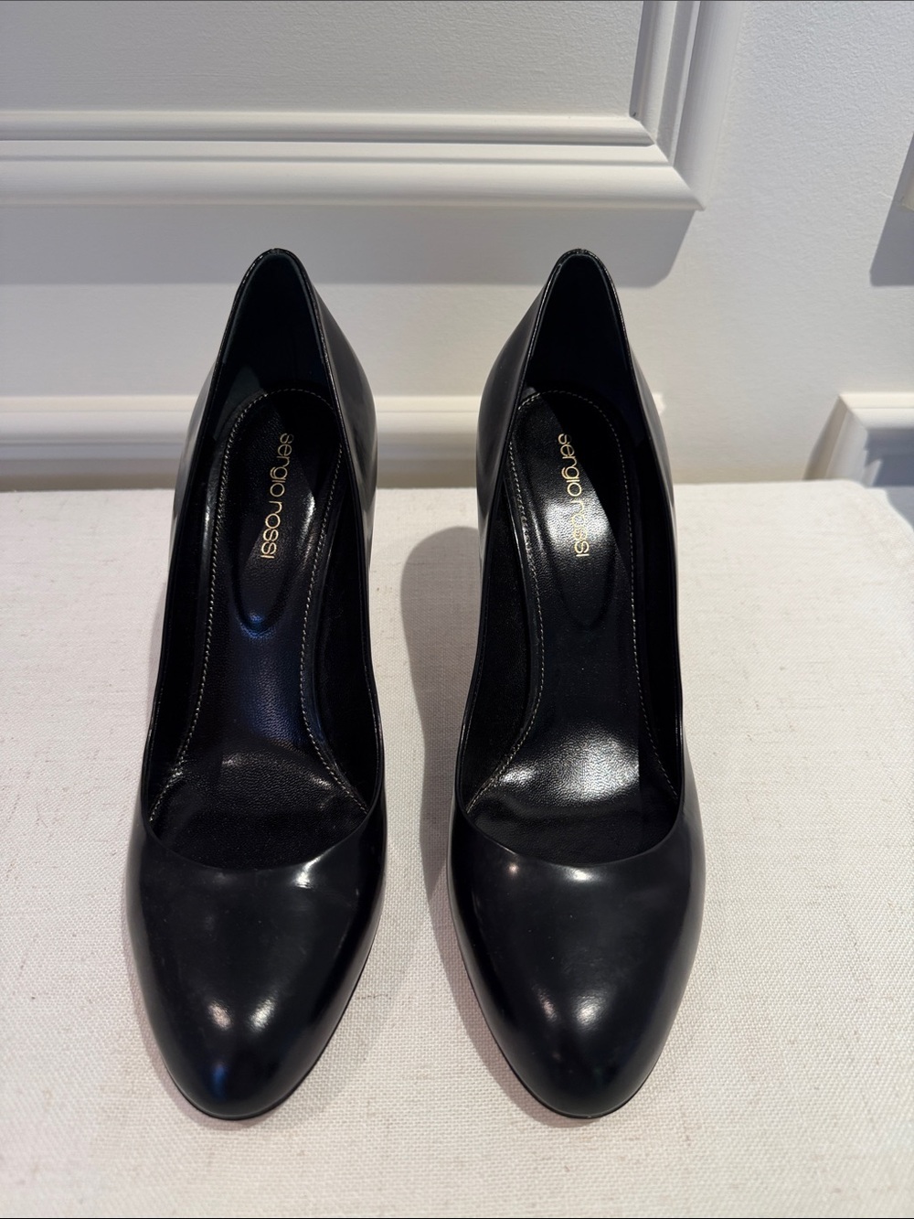 Sergio Rossi Black Patent Pointed-Toe Heels